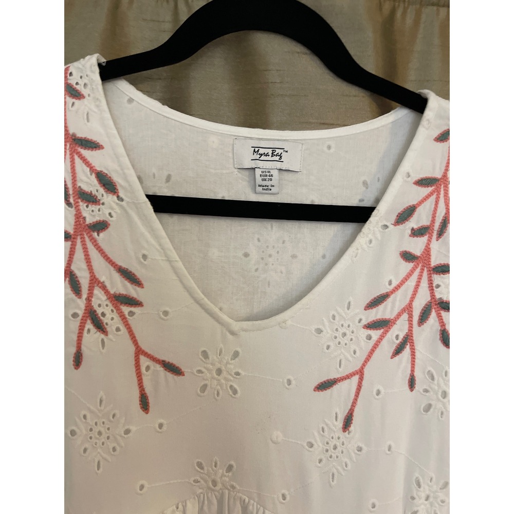 Myra Bag Bohera apparel dress size XL white tiered eyelet embroidery - Picture 6 of 8